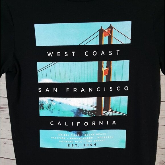 Old Navy Boys Golden Gate Bridge T Shirt Black Size 10 Short Sleeve San Fran - Picture 2 of 6